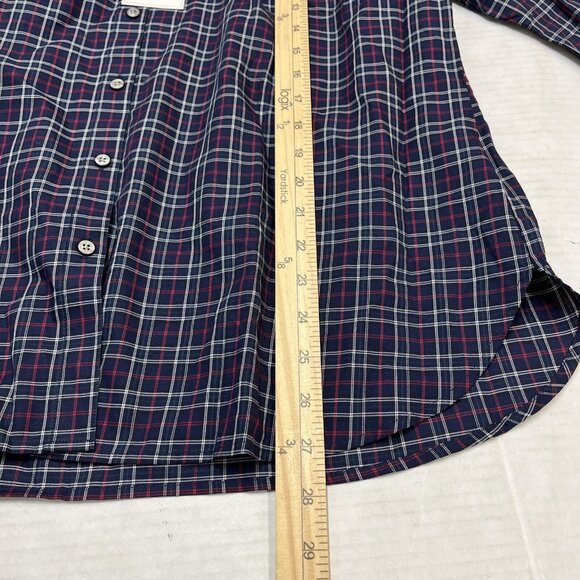 Untuckit Tara Top Womens 16 Mock Collar Button‎ Down Shirt Blue Plaid Preppy - Picture 8 of 9
